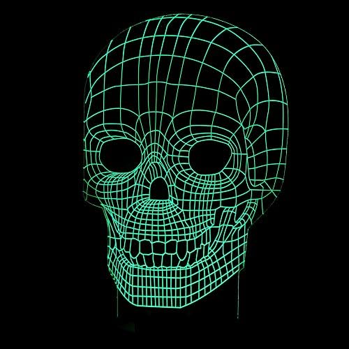 Colorful 3D Skull Visual Light LED Headlight 3D Touch Light Creative Color Desktop Night Light