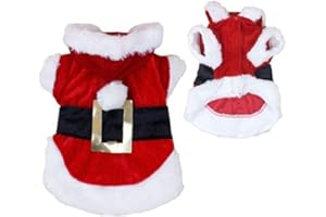 Idepet Santa Dog Costume Christmas Pet Clothes Winter Hoodie Coat Clothes for Dog Pet Clothing Chihuahua Yorkshire Poodle (M)