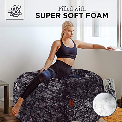 CordaRoy's Faux Fur Bean Bag Chair, Convertible Chair Folds from Bean