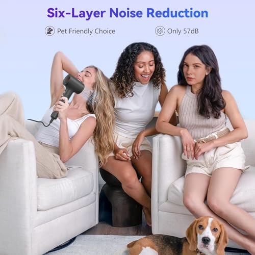 TQQ Hair Dryer, Hair Dryer with 200 Million Negative Ions, Brushless Motor 110,000 RPM for Fast Drying, Professional Hair Dryer 57 dB Suitable for Travel and Home