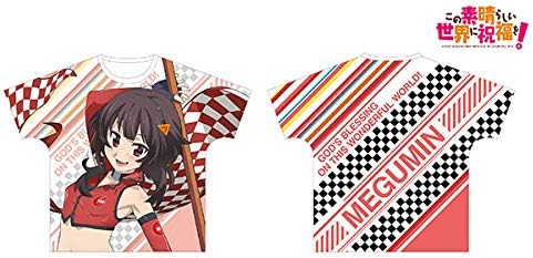 Amazon この素晴らしい世界に祝福を 描き下ろしイラスト めぐみん レースクイーンｖｅｒ フルグラフィックｔシャツユニセックス サイズ ｌ アニメ 萌えグッズ 通販