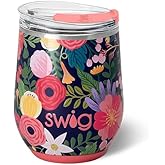 Swig Life 12oz Wine Tumbler with Lid, Stainless Steel, Dishwasher Safe, Portable, Triple Insulated Wine Tumbler (Secret Garden)