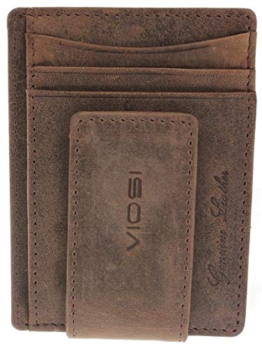 Viosi Money Clip Leather Wallet For Men Slim Front Pocket Credit Card Holder with Powerful Rare Earth Magnets