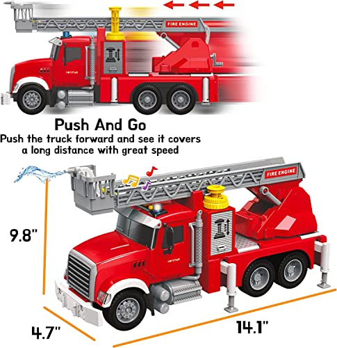 ORCHID M® Kids Fire Truck Toys for 3 4 5 6 Years Old Boys, Fire Rescue Vehicle with Shooting Water,Lights and Sounds