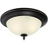 Westinghouse Lighting 6304800 Harwell Two-Light Indoor Flush Mount, Amber Bronze Finish with Frosted Glass Rubbed