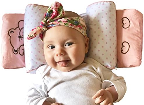 Infant Pillow for Safer Resting and Diaper Changing - Hypoallergenic and Adjustable Support - Newborn Baby Girl or Boy up to 14 months (Blue or Pink)