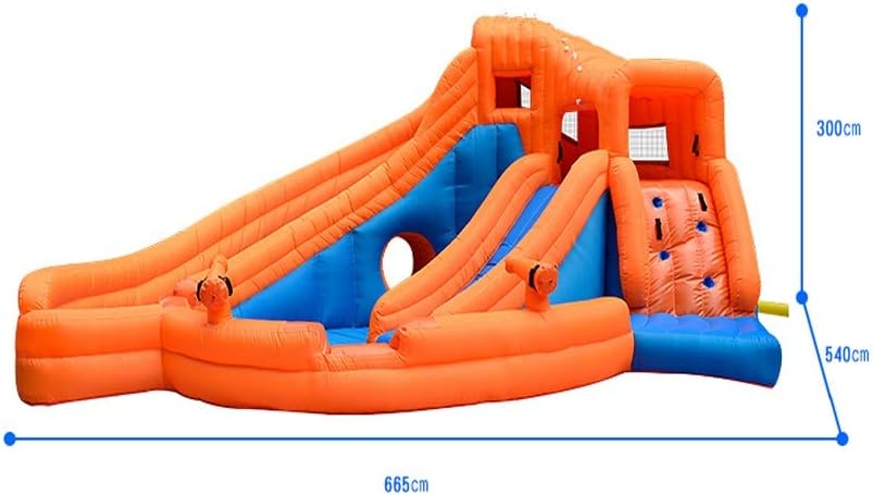 Dfghbnbaby Inflatable Bounce House Bouncy Castles Trampoline Indoor With Water Slide Climbing Wall Outdoor For Kids Gift Large Jumping Area (Color : Orange, Size : 665x540x300cm)