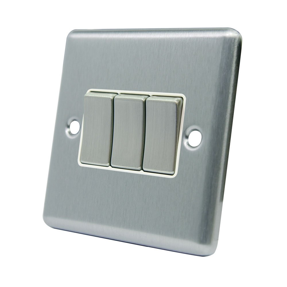 AET CSC3GSWIWS 10 A 3-Gang 2-Way Satin Finish Chrome Classical Triple White Insert Metal Rocker Light Switch