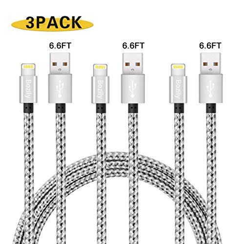 Bozily iPhone Charger, 3PACK 6Feet Nylon Braided Charging Cables Cell phone Cord Lightning to USB Cable for iPhone X 8 8 Plus 7 7Plus 6s 6s Plus 6 6Plus 5 5s 5c SE iPad iPo
