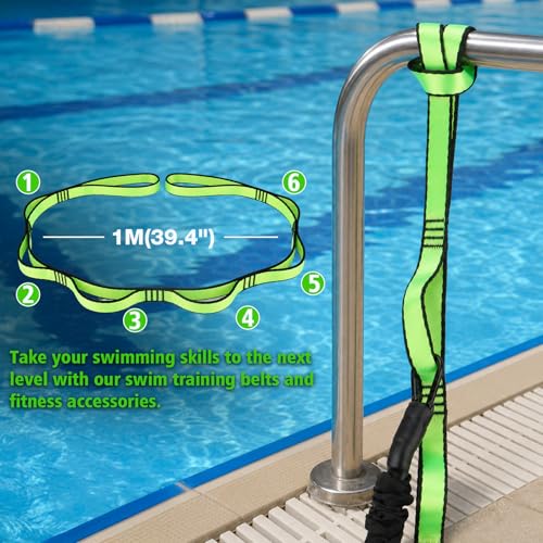PeakQust Swimming Belt for Pool, Swimming Trainer with 3.5-8.5 m Adjustable Swimming Rope, Swimming Trainer Belt for Any Swimming Pool