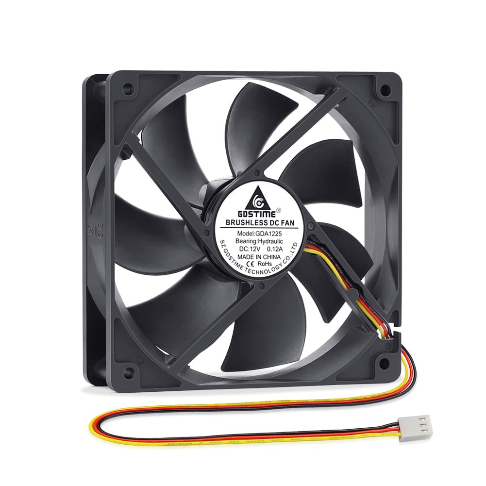 GDSTIME 120mm x 25mm fan 12V PC 3 Pin Fan 1500 RPM 56.7 CFM For Computer PSU Inverter GPU Cabinet