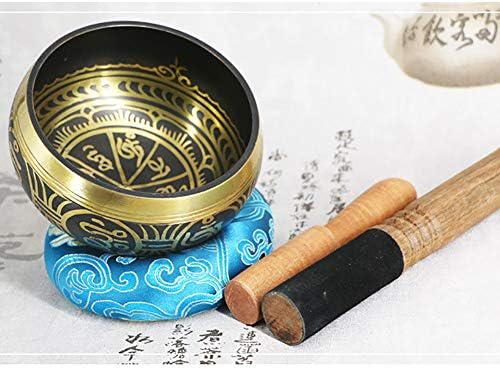 Sweet48 Tibetan Singing Bowl Set,Antique Design,With Dual Surface Mallet and Silk Cushion,Promotes Peace, Chakra Healing, and Mindfulness