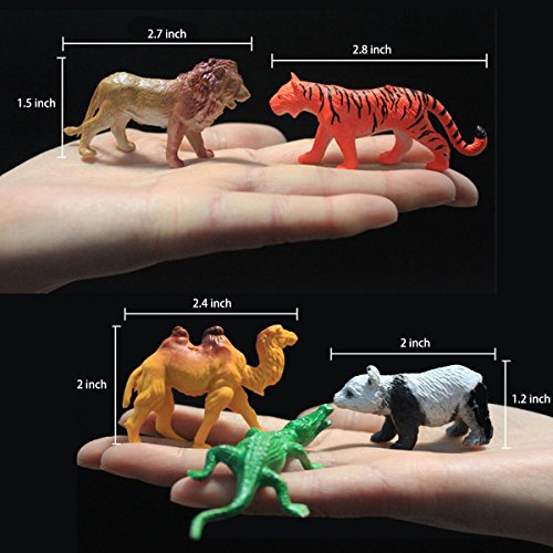 OuMuaMua 65 Pieces Animal Figures Toy Set - Plastic Mini Educational Jungle Animal Toys for Boys Girls Kids Toddlers Farm Small Animals. Includes 44 Mini Animal Figures,16 Fences, 4 Grass and 1 Trees - Thumbnail 5
