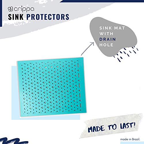 Crippa Kitchen Sink Protector Mat Set of 2 Sink Mats for Porcelain