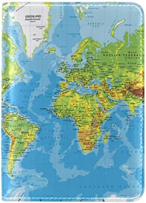Yuihome Passport Cover America Centered World Map Genuine Leather for Travel