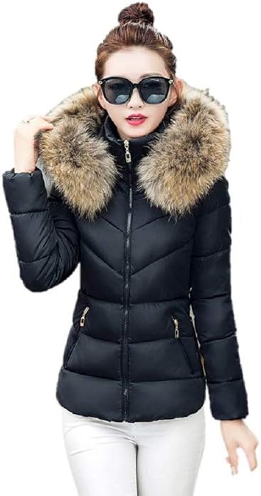 short parka with faux fur hood
