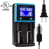 Universal Battery Charger, Keenstone Fast Smart Charger LCD Display for Rechargeable Batteries Ni-MH Ni-Cd AA AAA Li-ion LiFePO4 IMR 10440 14500 16340 18650 RCR123A 26650