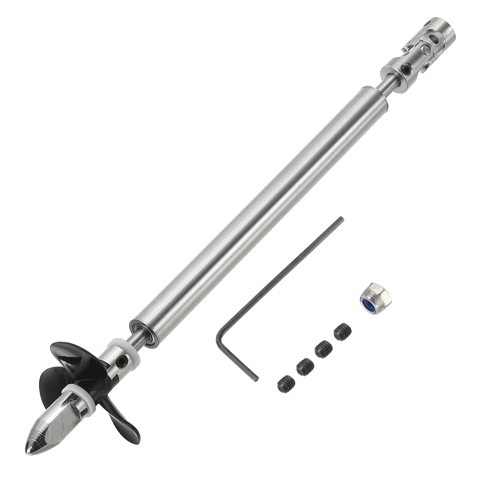 sourcing map Drive Shaft W Propeller Universal Joint, L150mm Shaft L100mm Sleeve D36mm Stainless Steel Propeller 3-Bladed Paddle Fit for 3mm Motor Shaft RC Boat Coupler Assemble Kit