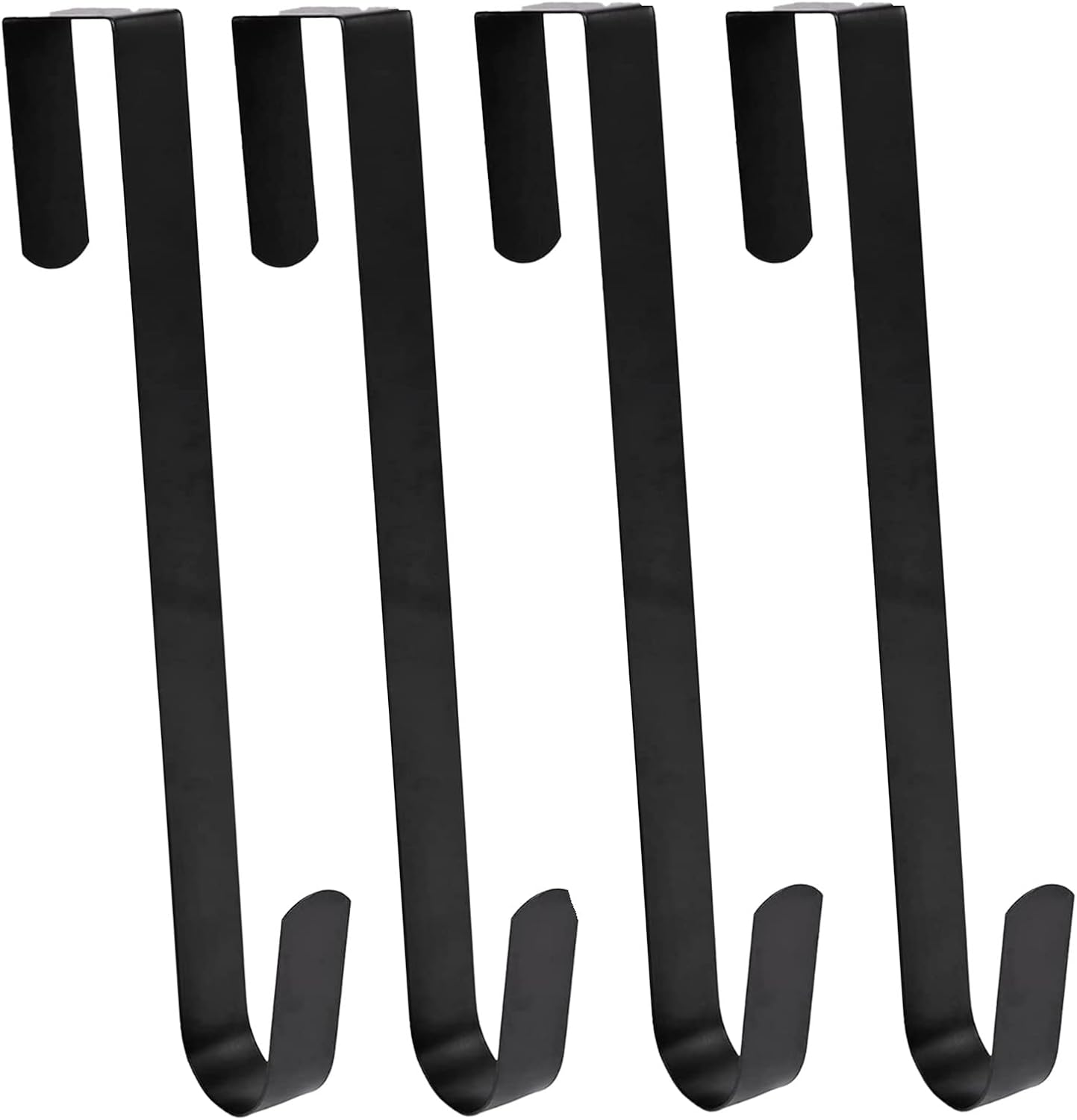 Wreath Hangers - Shudyear 2pc12 inch Wreath Hangers for Front Door, Single Hook on Metal Door, Black, for Hanging Autumn Halloween Decorations and Christmas Wreath Holders on Front Door (2)