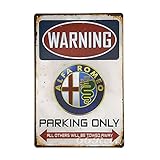 66Retro Alfa Romeo Parking Only, Vintage Retro Metal Tin Sign, Wall Decorative Sign, 20cm x 30cm