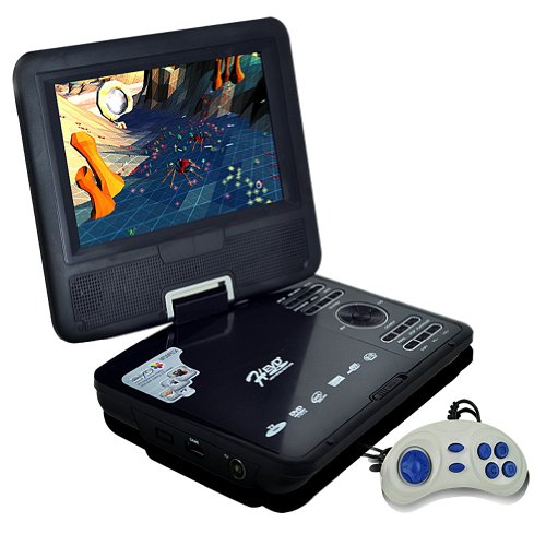 Buyee Rotating Swivel Screen Handheld Portable DVD Player LCD Screen with Function of VCD CD SD TV MP3 MP4 USB Games Car Charge (7.5 inch)