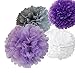 12pcs 8'' 10'' 14'' Mixed Lavender Purple Grey White Tissue Pom Poms Paper Flower Wedding Bridal Shower Party Fluffy Decoration