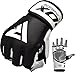 RDX MMA Gloves Sparring Martial Arts Grappling Cowhide Leather Training UFC Cage Fighting Combat Punching Bag Gel Mitts,Black,X-Large