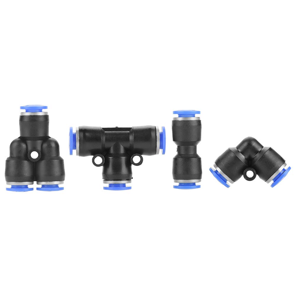 Garosa 40PCs 1/4'' Push to Connect Fittings Pneumatic Quick Connect Kit for Air Water Hose 10 Y Union 10 Elbow Union 10 Tee Union 10 Straight Fittings