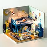Flever Dollhouse Miniature DIY House Kit Creative Room With Furniture and Glass Cover for Romantic Artwork Gift( Youthful Times )