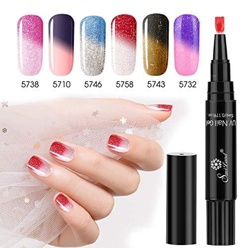 6 Colors Mood Gels, Saviland Color Changing Gel Nail Polish Pen Nail Art Manicure Kit 6 Colors Mood Gels, Saviland Color Changing Gel Nail Polish Pen Nail Art Manicure Kit