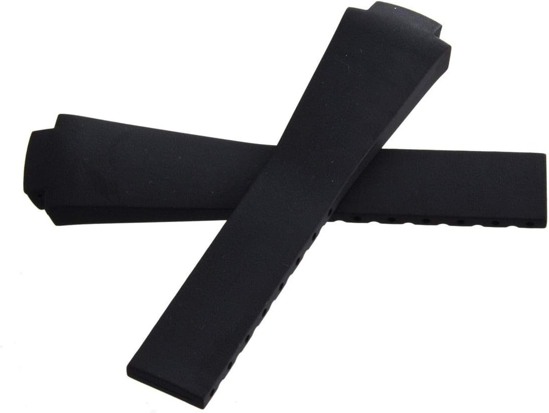 Longines 14mm to 21mm Black Rubber Watch Band Strap