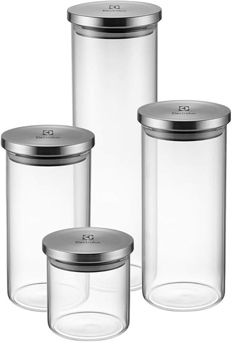 Kit Potes De Vidro Hermetico 4 Unidades Electrolux A18848101 Transparente Cinza Amazon Com Br