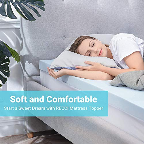 RECCI 2.5 Inch Mattress Topper King, Gel Infused Memory Foam Mattress Topper, Pressure Relieving