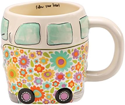 Coffee Mug - Happy Hippie Camper Van With Daisies - Ceramic 16 Oz.