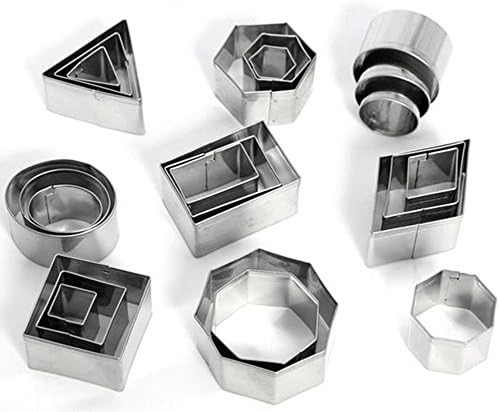 Cookie Cutters Shapes Stainless Steel ( Round Triangle Square Rectangle Rhombus Hexagon Oval Shapes ) Set of 5 by KAISHAN