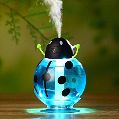 Miklan USB Humidifier Ultrasonic Blue LED 400ml Mini Humidifiers Desktop Night Lights for Office Desk Bedroom Living Room - Cute Beatles Shape
