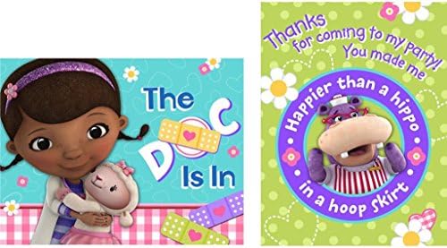 Disney Junior Doc Mcstuffins Invitations &amp; Thank-You Postcards (10 Pieces) - Disney Junior Doc Mcstuffins Invitations &amp; Thank-You Postcards (8 Each)Includes: (8) Themed Invitations With Envelopes And
