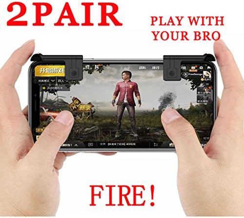 2 Pair Newest Mobile Game Controller for PUBG/Knives Out/Fortnite/Critical Ops/Rules of Survival, Ultra-sensitive Shoot and Aim Touch Keys L1R1 Cell Phone PUBG Controller Game Joystick for Android IOS