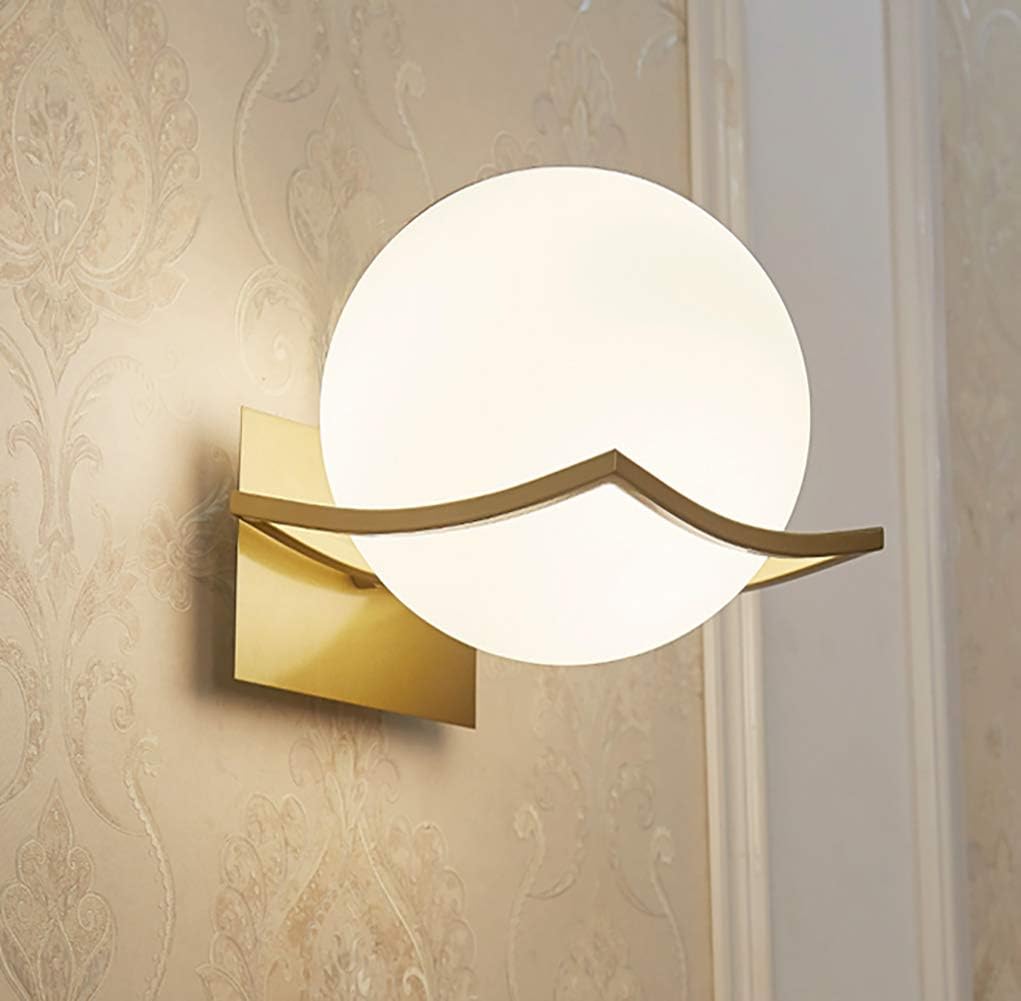 KRUIHAN LED Glass Ball Wall Lamps - Creative Glass Wall Lights for Bedroom/Bedside/Hallway/Living Room, LED Globe Wall Light(Bulb Not Included) Gold