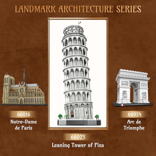 Reobrix Leaning Tower of Pisa Brick Set for Adults 66025, 7652 Pieces, Large Architectural Model Set, Famous Italian Historical Monument, Building Set for Adults from 14