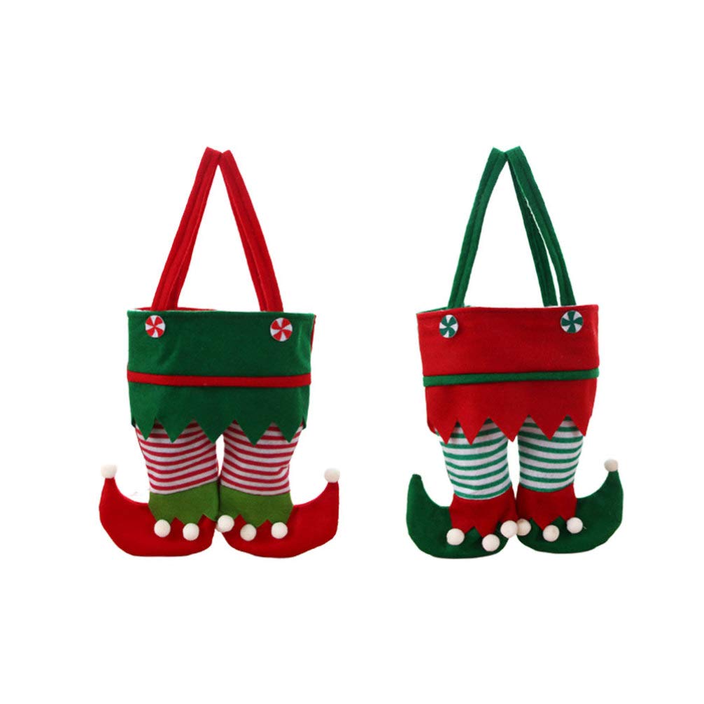 2pcs Christmas Bag Pants Candy Gift Bag Wine Bottle Bag Favor Treat Bag Christmas Tree Hanging Ornaments Stocking Filler