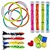 Kiddybrain 18 Piece Diving Pool Toy Set Diving Sticks (4 pcs) Toy Rings (4 pcs) Toypedo Bandits (4 Pcs) and Under Water Treasure Gift Set (6 pcs) Summer Fun Underwater Sinking Swimming Pool Toy for Ki