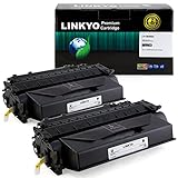LINKYO Compatible Toner Cartridge Replacement for HP 05X CE505X (Black, High Yield, 2-Pack)
