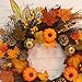 Fall Maple Leaf Pumpkin Wreath Christmas Artificial Wreath Front Door Decoration Thanksgiving Decorative Garland