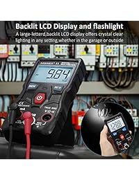 HANMER Multímetro digital, S1 Ture RMS Multímetros de graduación automática multimarcador automático Medidor de voltaje eléctrico Medidor de resistencia de corriente alterna CA   CC Medidor de prueba de continuidad