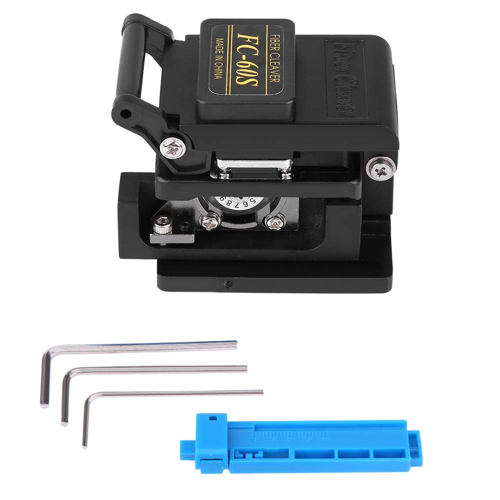 Sxhlseller Fiber Cleaver, FC-60S High Precision Optic Fiber Cleaver with 3 L-Shaped Spanners, Cable Cutting Knife Tool Kit for Single Core and Leather Fiber