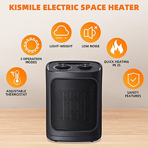Kismile Small Space Heater for Indoor Use, Electric Ceramic Space