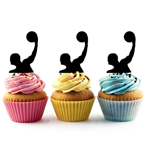 TA0186 Water Polo Silhouette Party Wedding Birthday Acrylic Cupcake Toppers Decor 10 pcs
