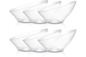 BESTVIP 54oz Clear Plastic Serving Bowls for Party - 12 Pack Angled Disposable Serving Bowls, Party for Chips, Snacks, Fruit, Salad - Bowls for Parties, Daily Use, Catering, Christmas