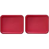 Replacement Lids fits Pyrex 11-Cup Glass Food Storage Container Bowls, (9.75 x 8-Inch) Plastic Rectangle Lids Covers for Pyrex 7212-PC, Airtight & Leakproof (2-Pack, Red)